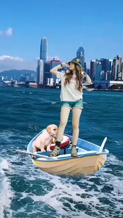 boat w/ dog