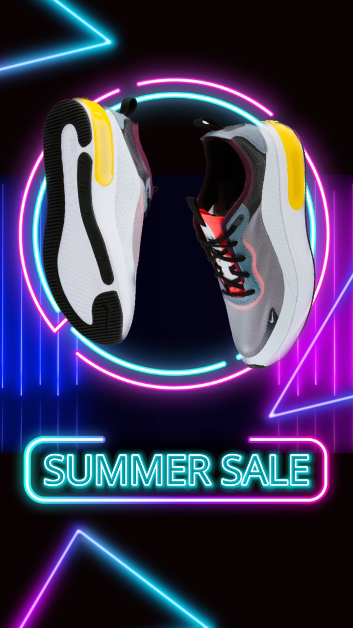 Exibição e promoção de calçados esportivos estilo neon