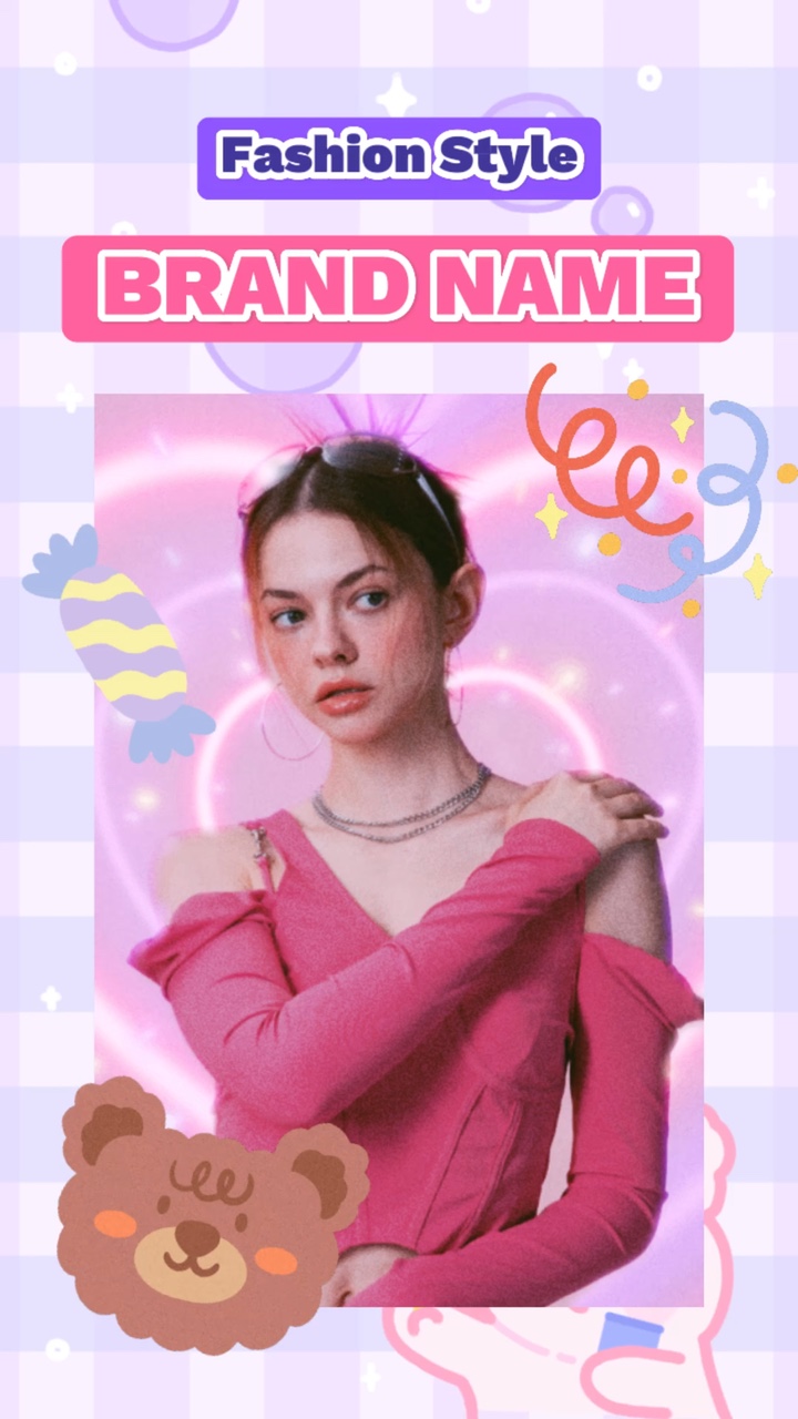 Vídeo de moda feminina de fronteira de colagem fofa 