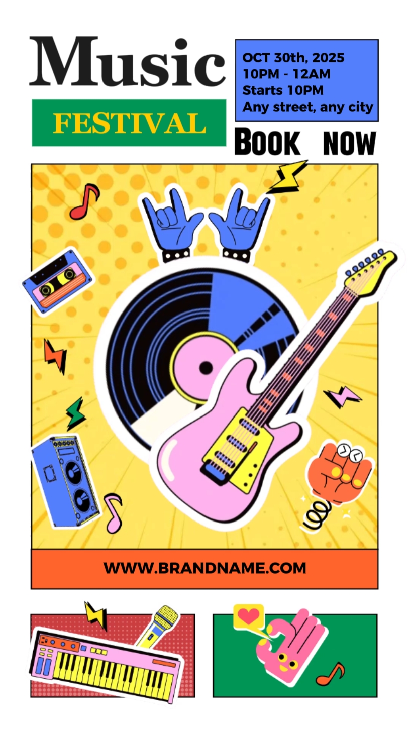 Pop Art Style pagdiriwang ng musika IG reels