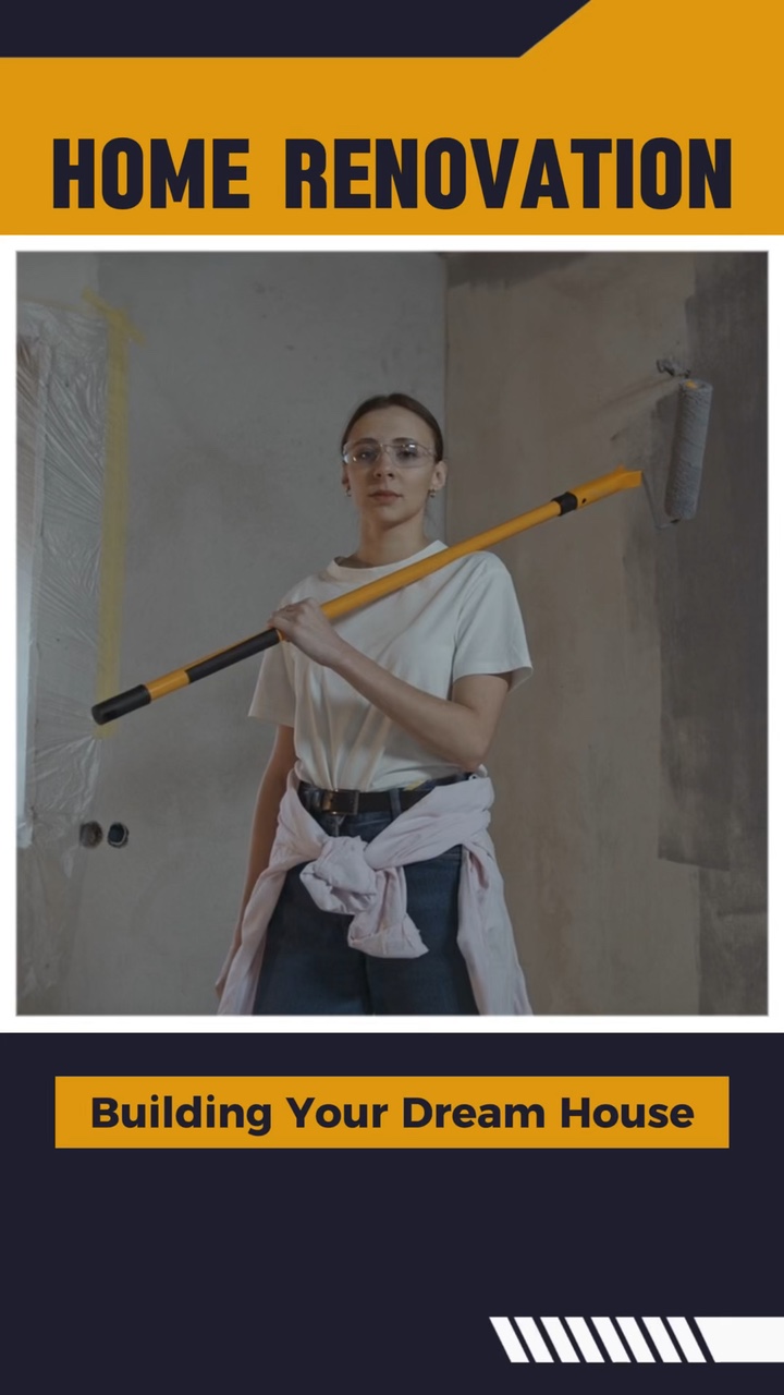 Modern Sarı ve Donanma Tarzı, Ev İnşaatı ve Yenileme İş Şablonu,