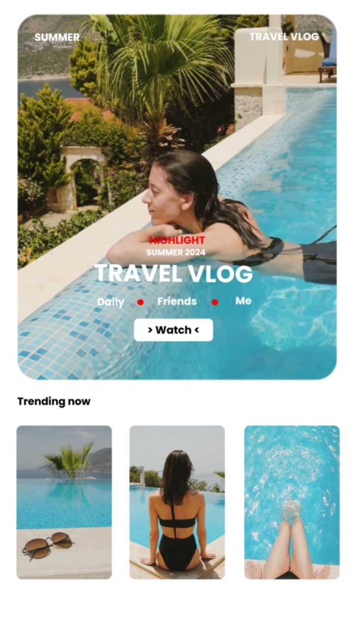 Exibição de pacotes de viagem Estilo de interface de interface de interface de venda de verão