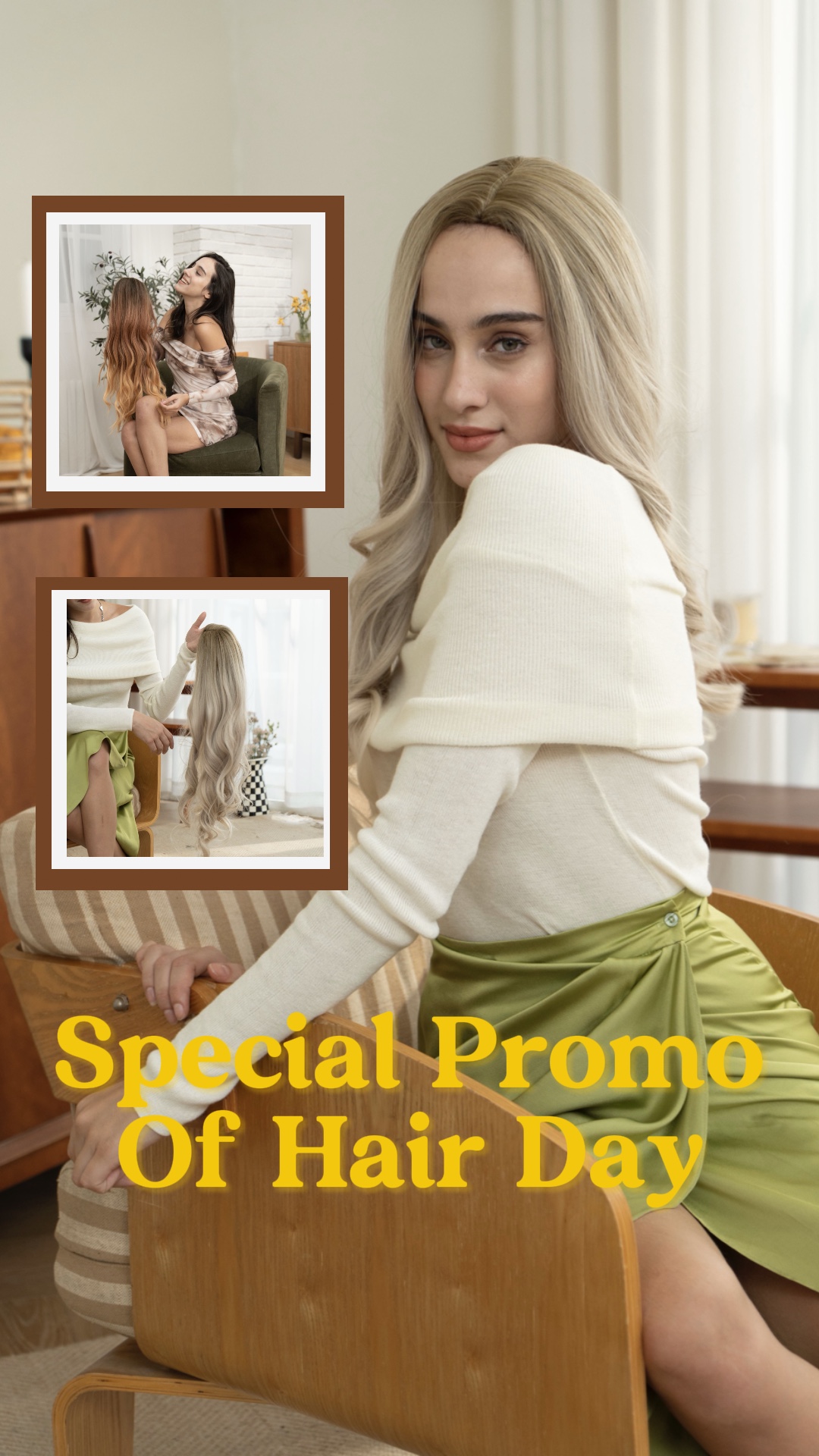 Promoción De Ventas De Pelucas De Servicio Personal Para Un Estilo Minimalista 