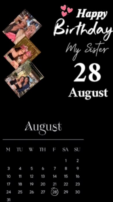 HBD Sister 28 August