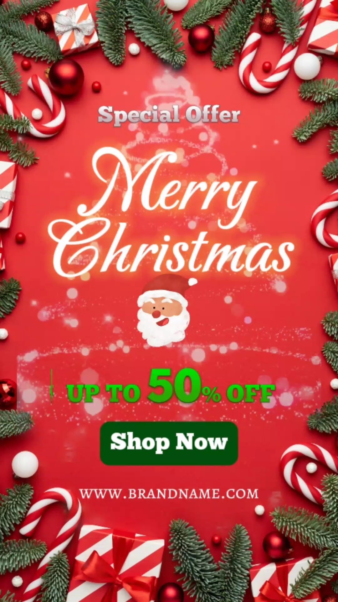 Affiche dynamique de noël c2b rouge et vert aucun
