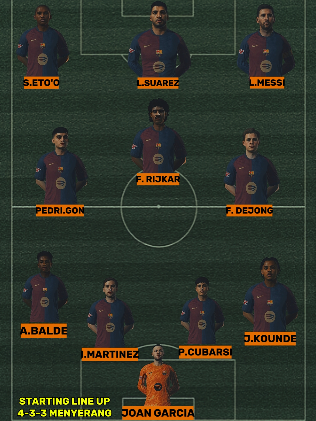 Line up 4-3-3 serang