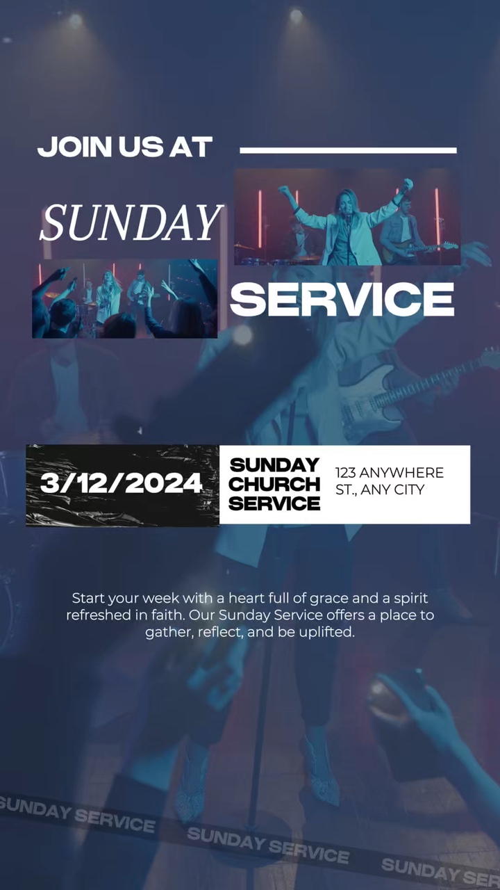 Tampilan Template Bisnis Promosi Gereja dalam Gaya TikTok