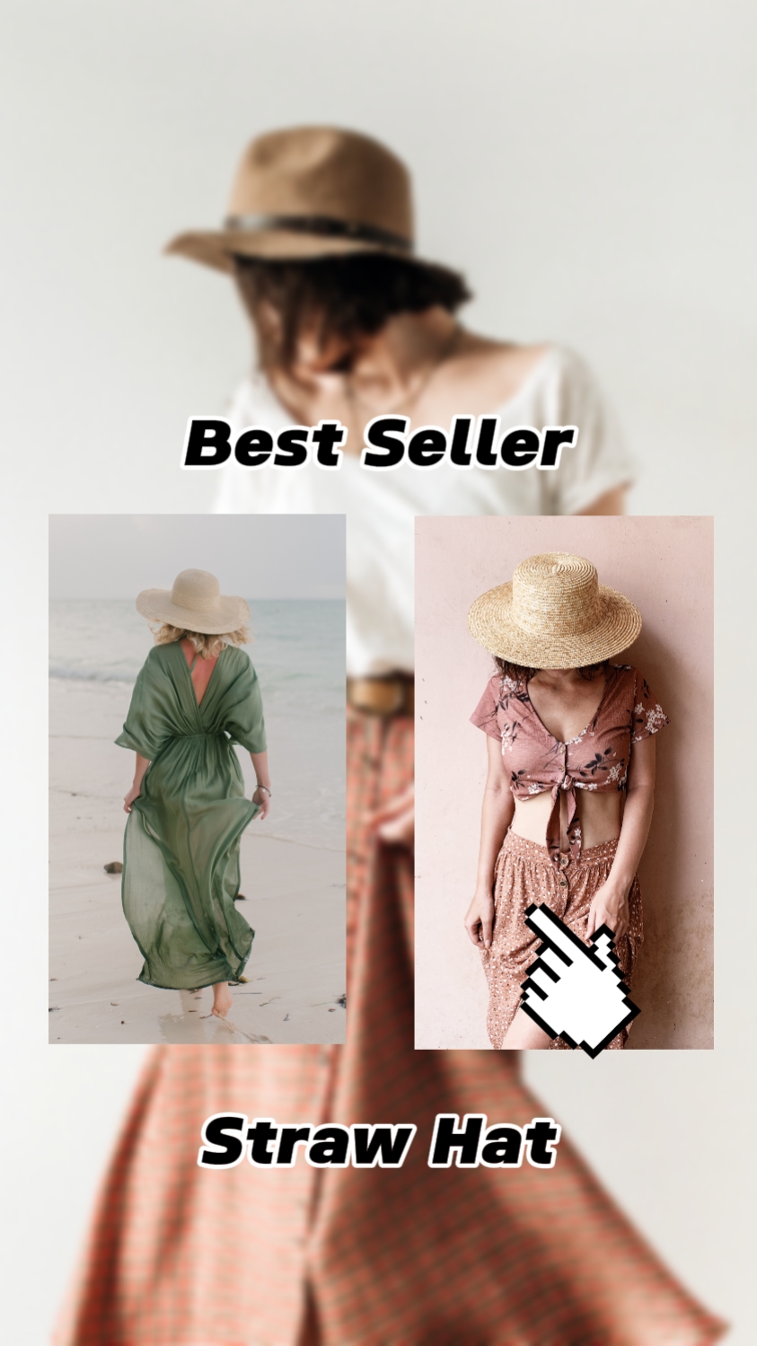 草帽时尚产品展示文本到语音TikTok风格 