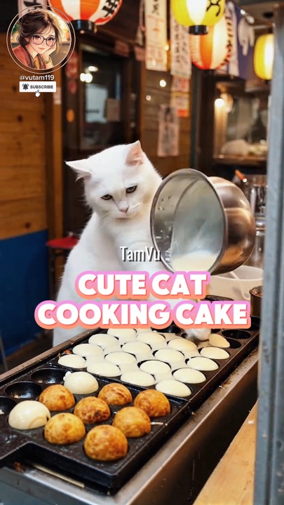 Lindo gato cocinando 