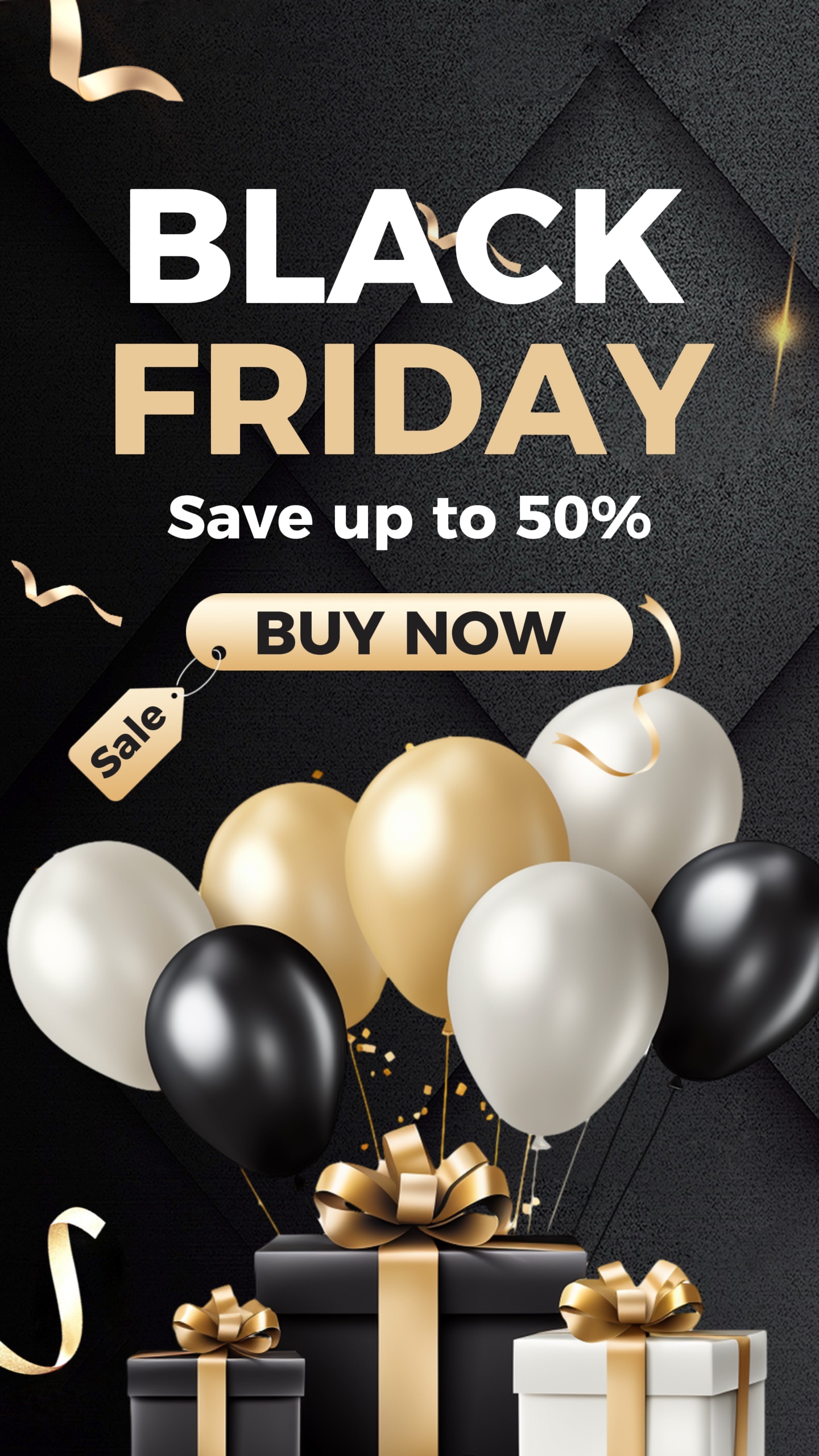 Template Promosi Poster Dinamis Black Friday Black dan Gold Cool Style
