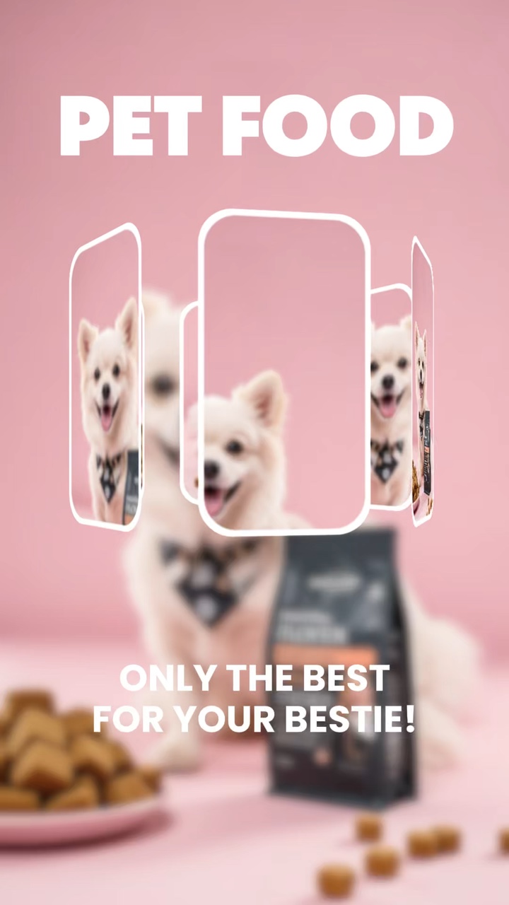 Color lúdico Comida para mascotas Venta Industria de mascotas Plantillas de anuncios de pantalla Estilo minimalista