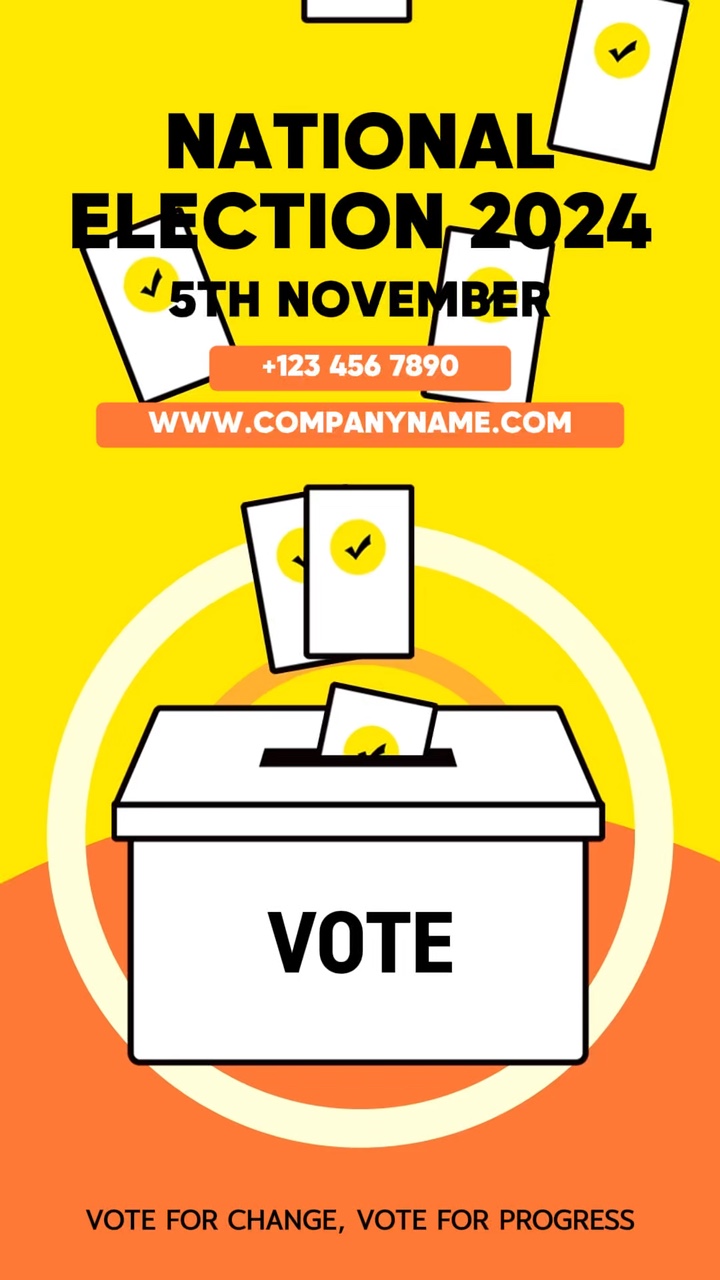 Vote Promotion Minimalist Style Business Template Yellow Color