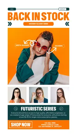 Modern Back In Stock Glasses Instagram Post