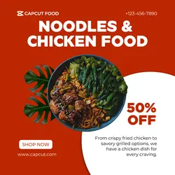 Food Noodles and Chicken Instagram Post