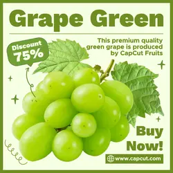 Fresh Green Grape Promotion Instagram Post White Modern Flat