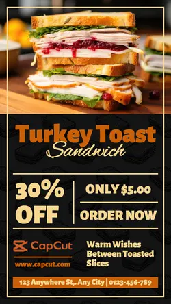 Food Turkey Toast Sandwich Promotion Tiktok Story