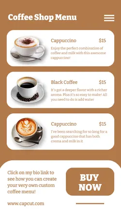 Beverage Coffee Shop Menu Instagram Story