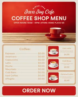 coffee shop menu instagram post