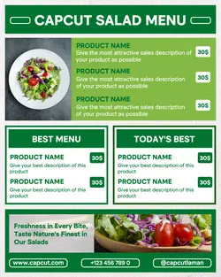 Business promotion template design, minimalist salad menu design for Instagram portraits