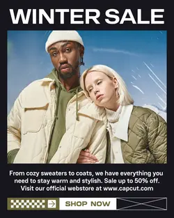 Black Modern Winter Fashion Sales Instagram Post
