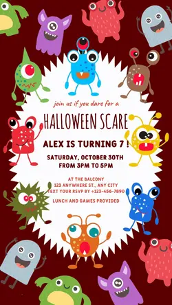 Halloween Monster Birthday Invitation Tiktok