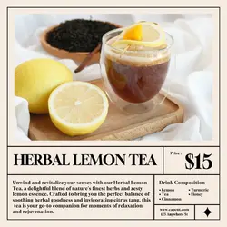 Herbal Lemon Tea Product Showcase Instagram Post