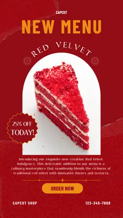 Red Velvet New Menu Instagram Story Red Minimalist