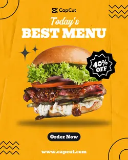 Food Big Burger Instagram Post Orange