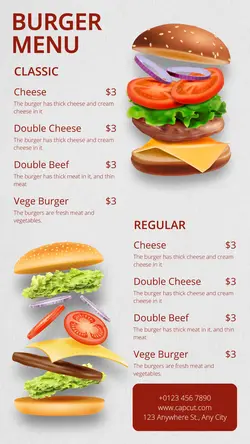 Food Burger Menu Instagram Story