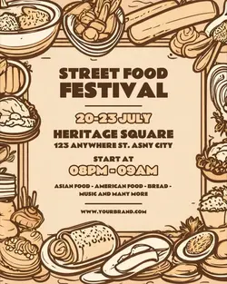 Line Art Street Food Promotion for Instagram Post