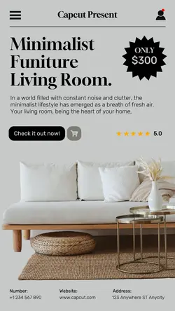 Minimalist Funiture Living Room Instagram Story