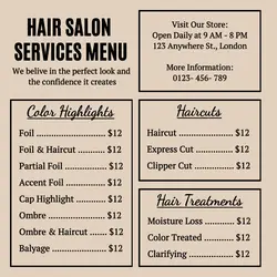 Hair Salon Services Instagram Post