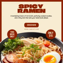 Spicy ramen noodles promotion instagram post 