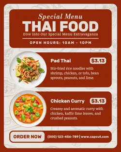 Non-Marketing Menu Thai Food