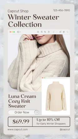 Fashion Design Sweater Promotion Instagram Story