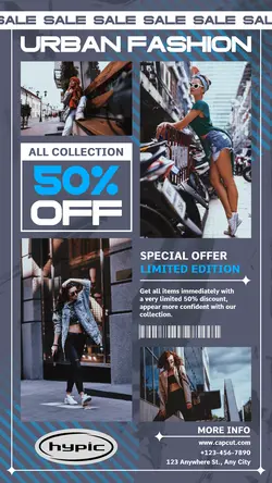 Urban Fashion Sale 50% Clothing Trend Instagram Story