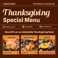 Thanksgiving Special Menu Product Display