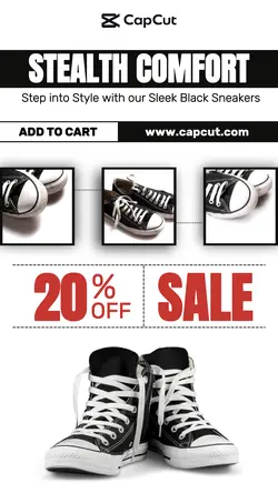 Fashion  Black Sneakers Product Promotion Instagram Black and White