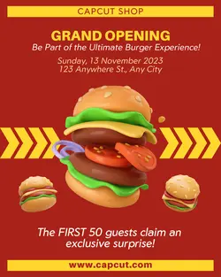 Food Burger Shop Grand Opening Instagram Portrait