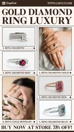 6 Multi-product Image Jewelry Ring Diamond Gold Luxury Instagram Story Promotion 