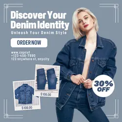 fashion denim promotion instagram post simple blue