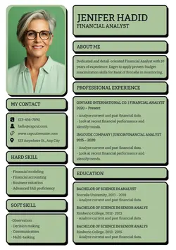 Busines Resume Financial Analyst Modern