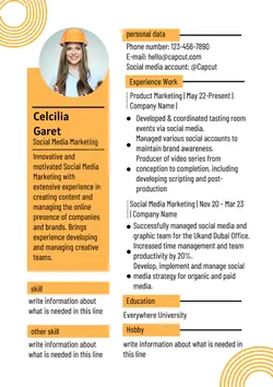 non marketig Simple and attractive style resume for job seekers