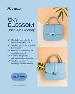 Fashion Baby Blue Handbag IG Template