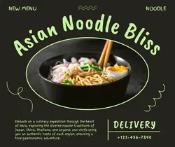 Food Noodle Display Facebook Post Green Style